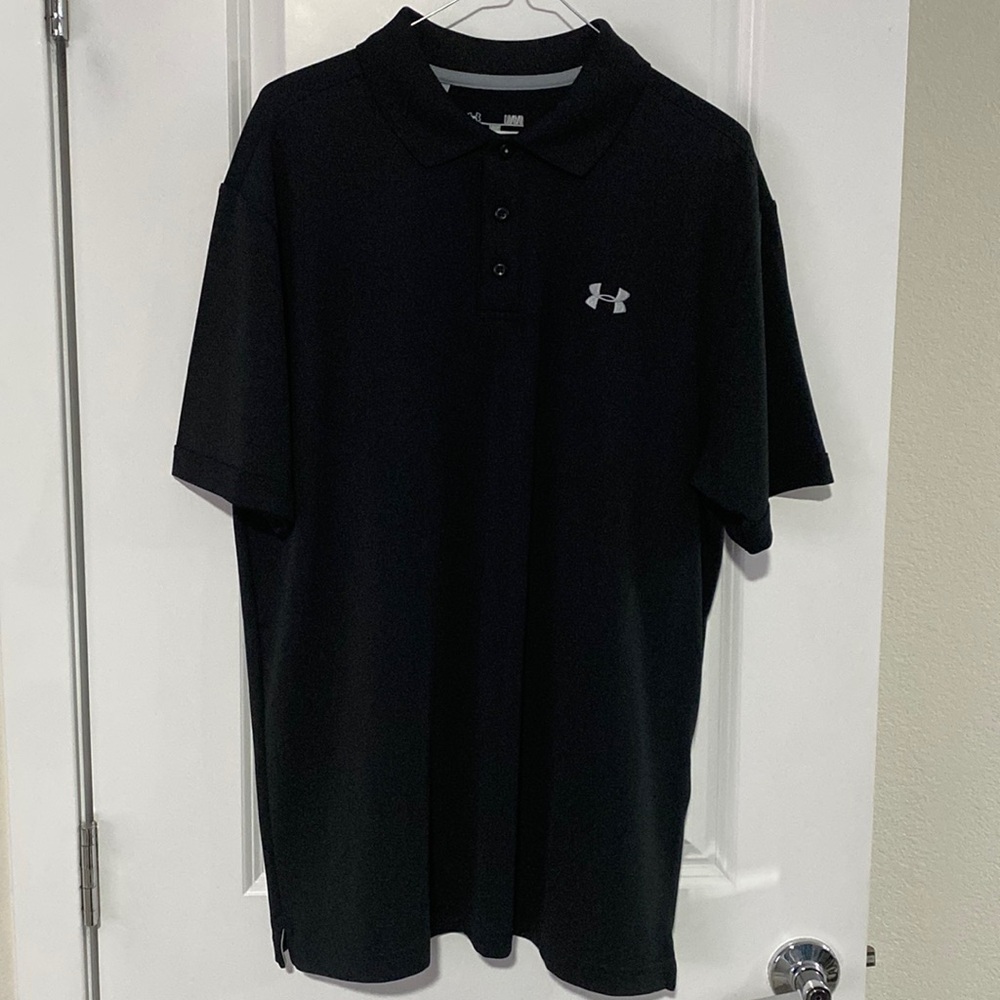 Mens Under Armour Heatgear Golf Polo - Black - Loose Fit